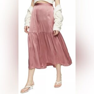 Topshop Blush Satin A-Line Skirt